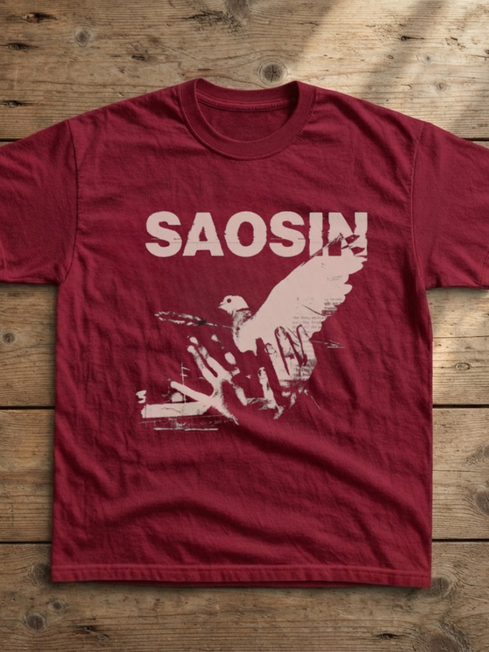 Gildan Maroon Saosin Graphic Tee with Cream Print